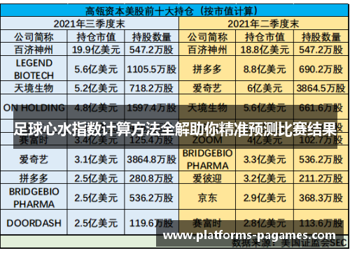 足球心水指数计算方法全解助你精准预测比赛结果