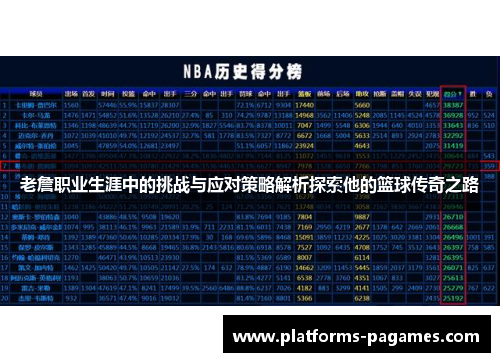 老詹职业生涯中的挑战与应对策略解析探索他的篮球传奇之路